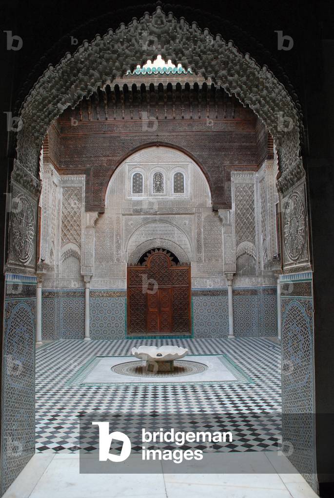 Medersa el-Attarine, Fes. Founded by Abu Said in 1325 as a separate annexe to the Kairaouine Mosque, Morocco