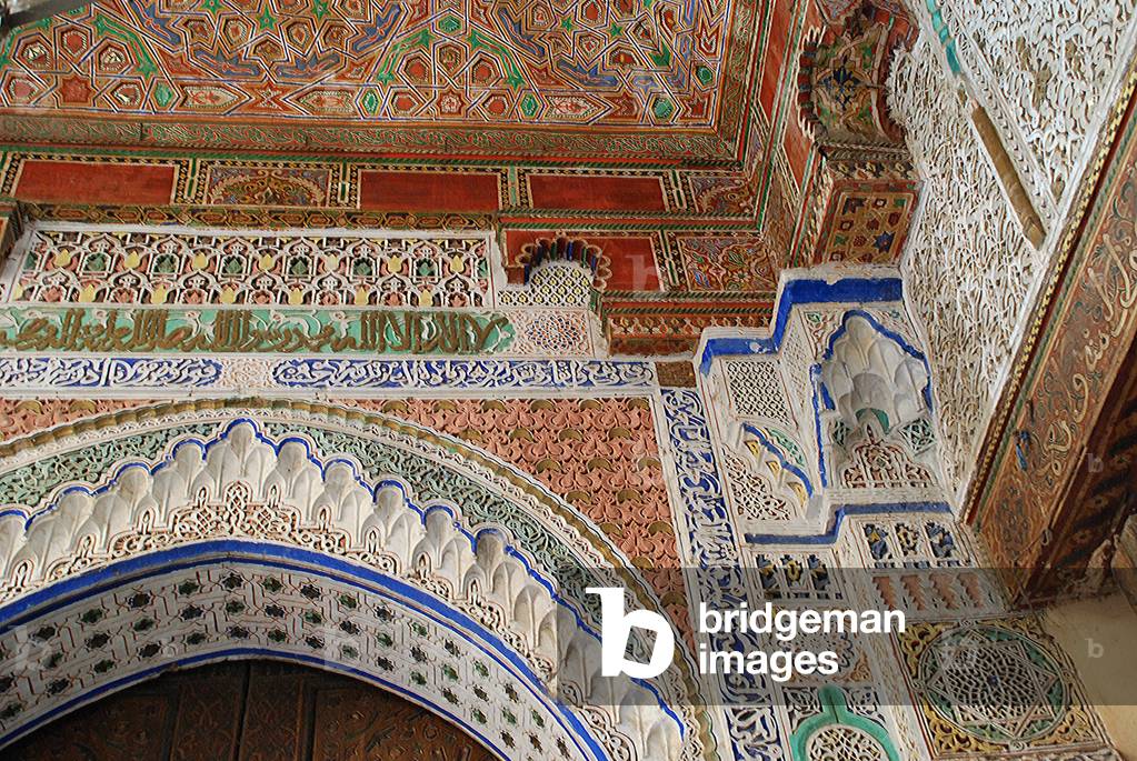 Ornate Merenid stucco work. Fes.  Morocco