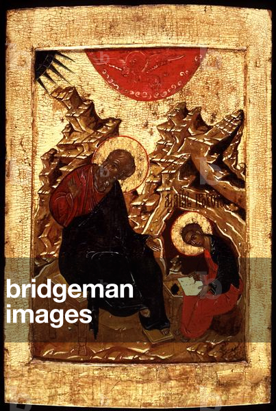 Icon of St. John the Evangelist and his Disciple Prokhor (gold leaf and tempera on panel)