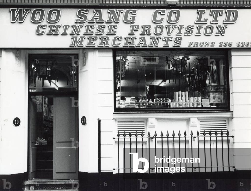 Woo Sang Co Ltd, China Town, George Street, Manchester, 1970s (b/w photo)