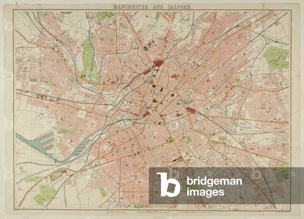 Batholomew's map of Manchester, 1900 (colour litho)