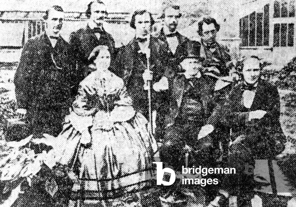 The Jennison Family at Belle Vue Zoological Gardens, Manchester, 1850 (b/w photo)