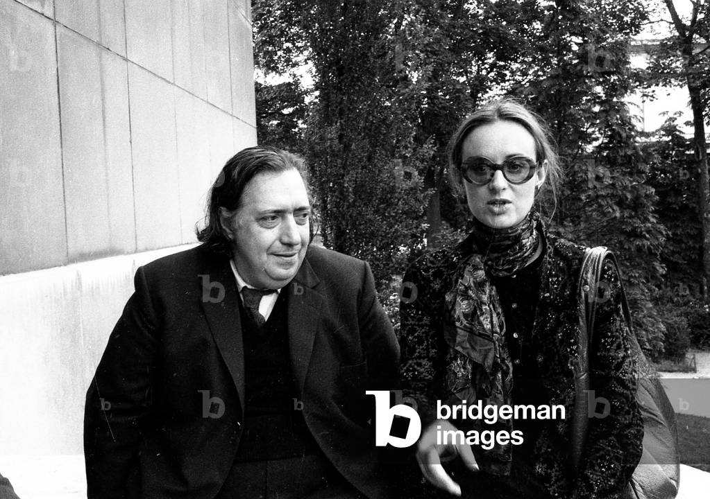 Henri Langlois and actress (b/w photo)
