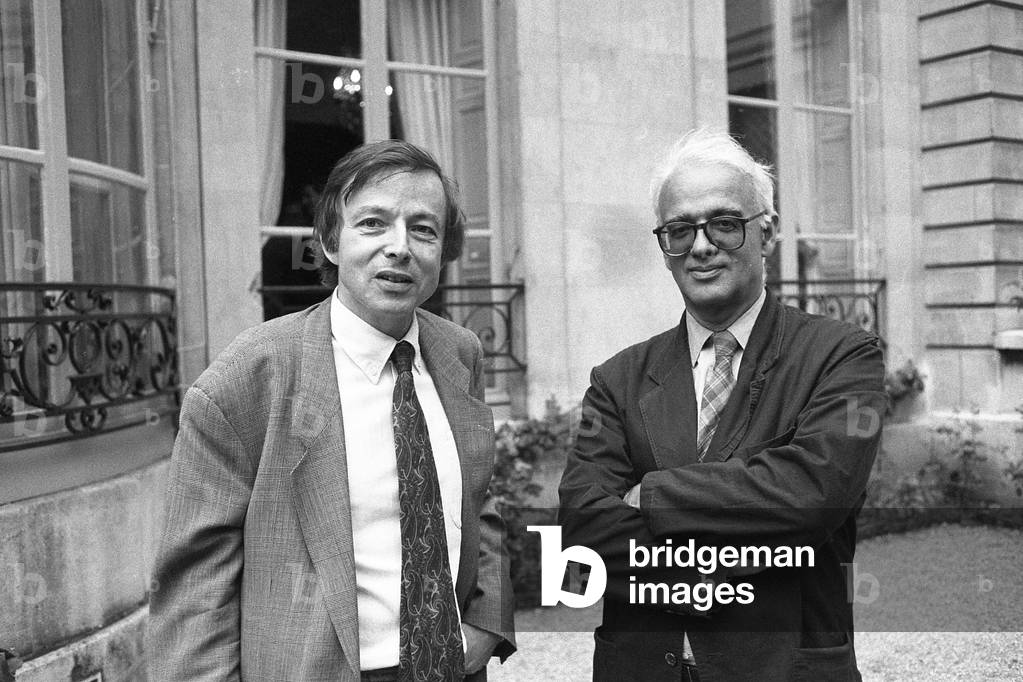 Paul Otchakovsky-Laurens and Christian Bourgois, 1991 (b/w photo)