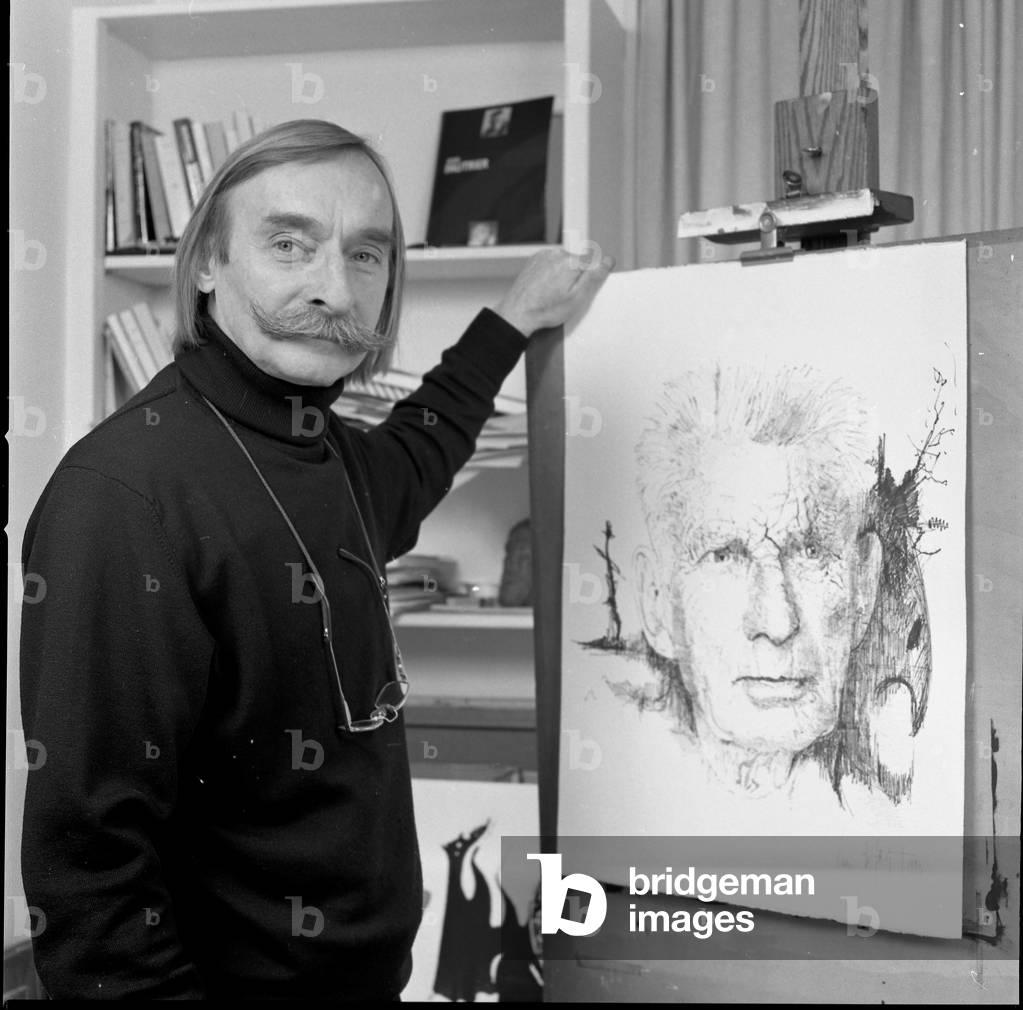 Pierre Barat, artist and painter (b/w photo)