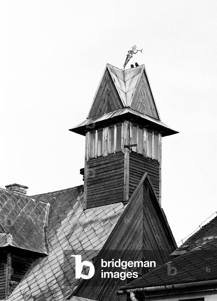 Wooden church, Poland (b/w photo)
