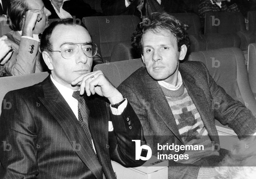Patrick Poivre d'Arvor and Yves Mourousi, 1982 (b/w photo)