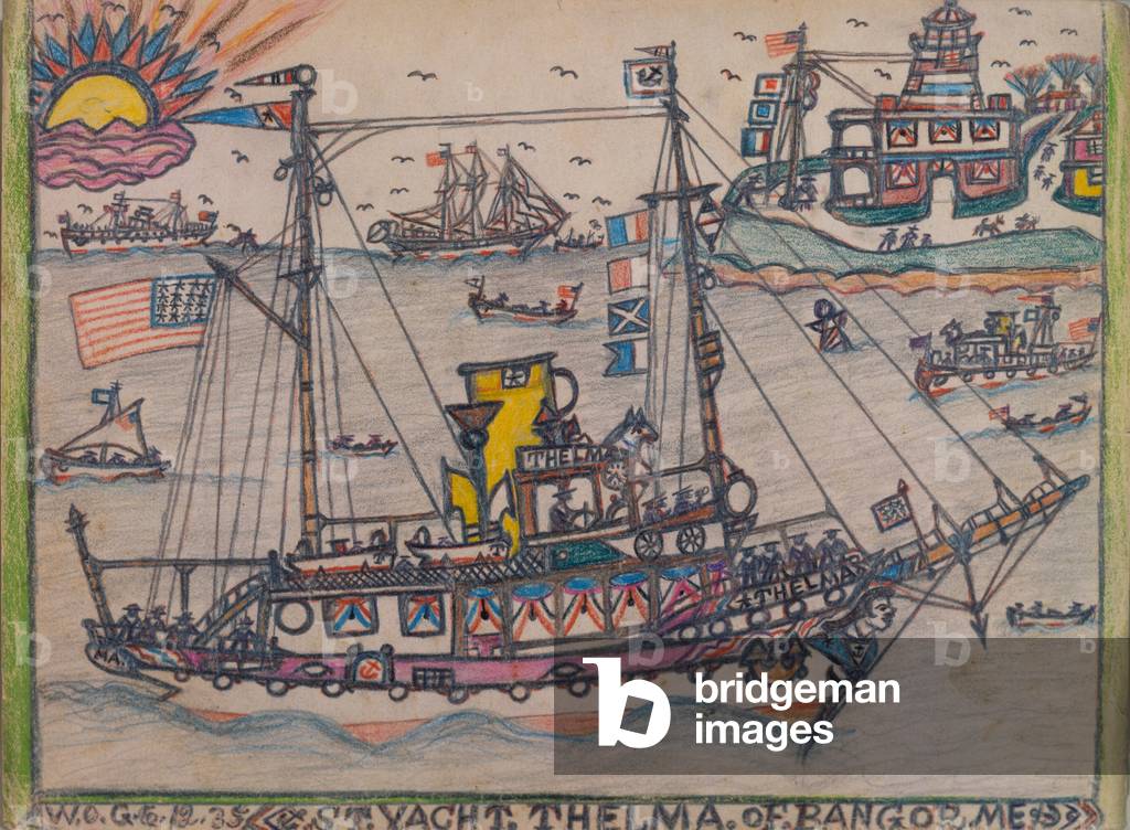 Steam Yacht Thelma, Bangor, Maine, June 12, 1935, 1935 (crayon & graphite on paper)