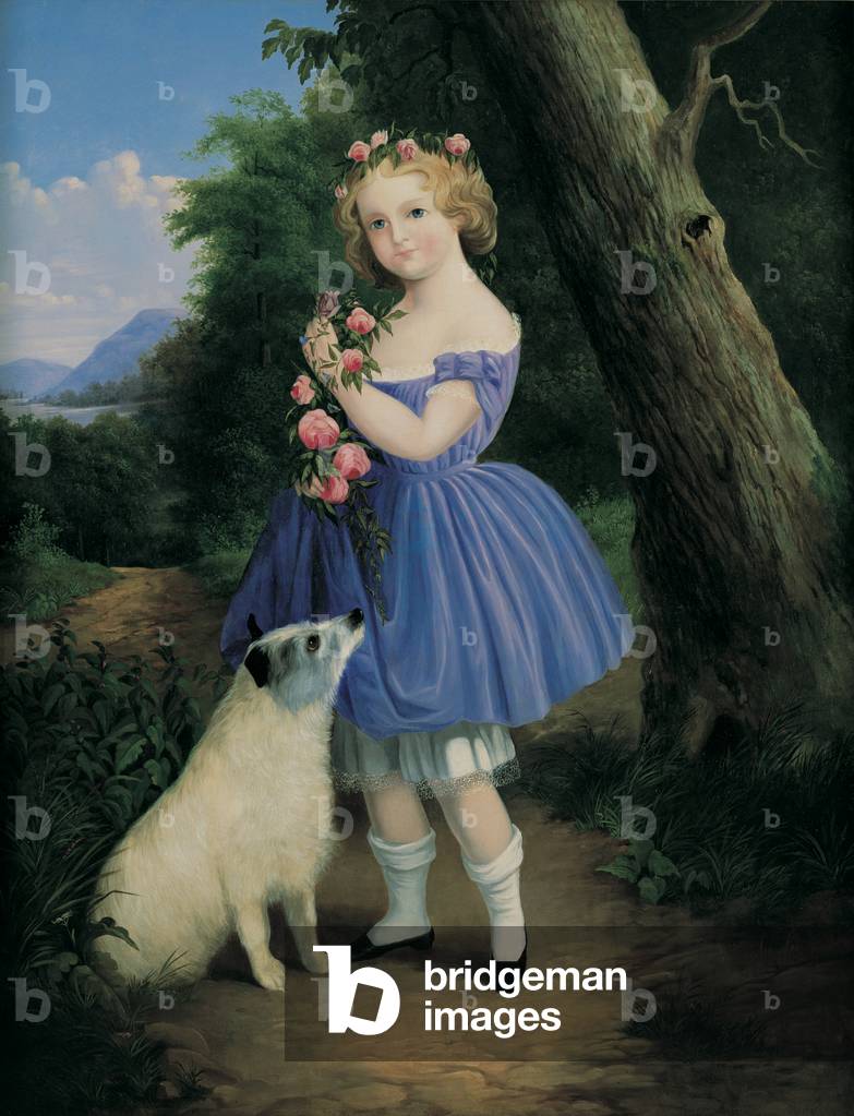 Lizzie Leigh Weir, 1864 (oil on printed fabric)