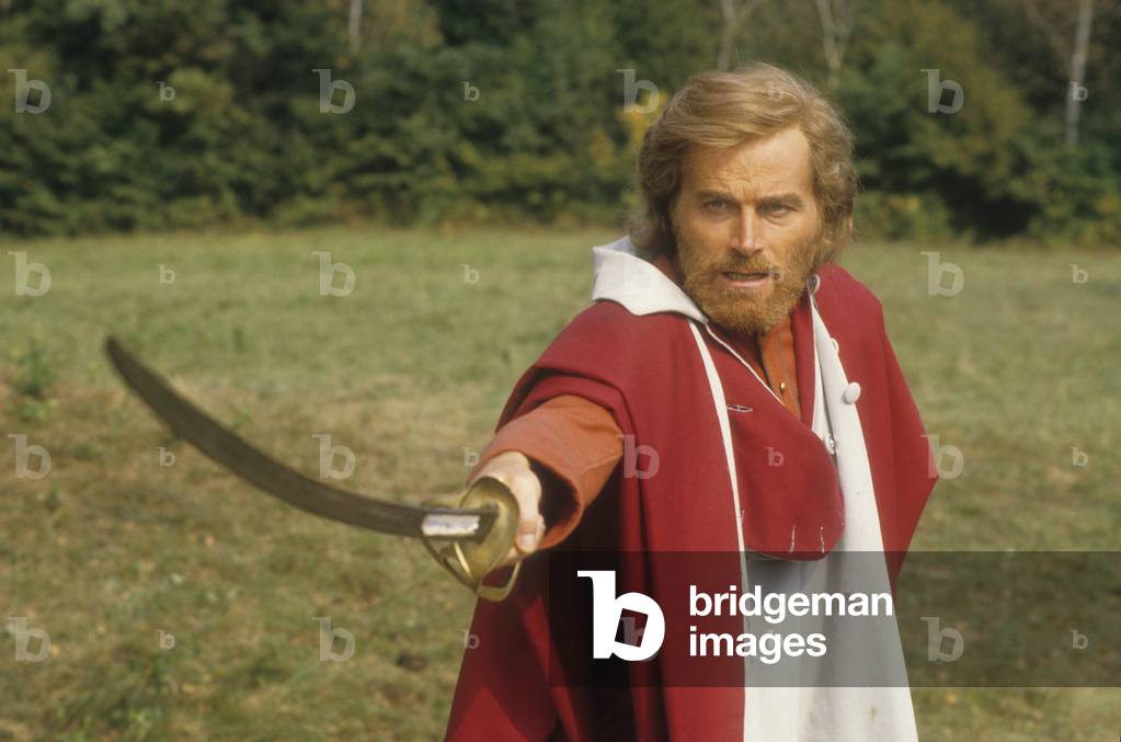 Italian actor Franco Nero as Giuseppe Garibaldi on the set of TV movie 