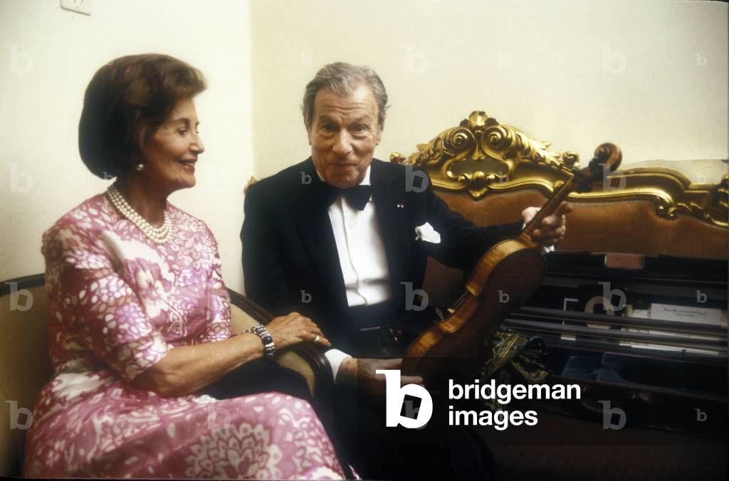 Violinist NATHAN MILSTEIN and his wife, Venice 1986/NATHAN MILSTEIN, violinista, con la moglie, Venezia 1986