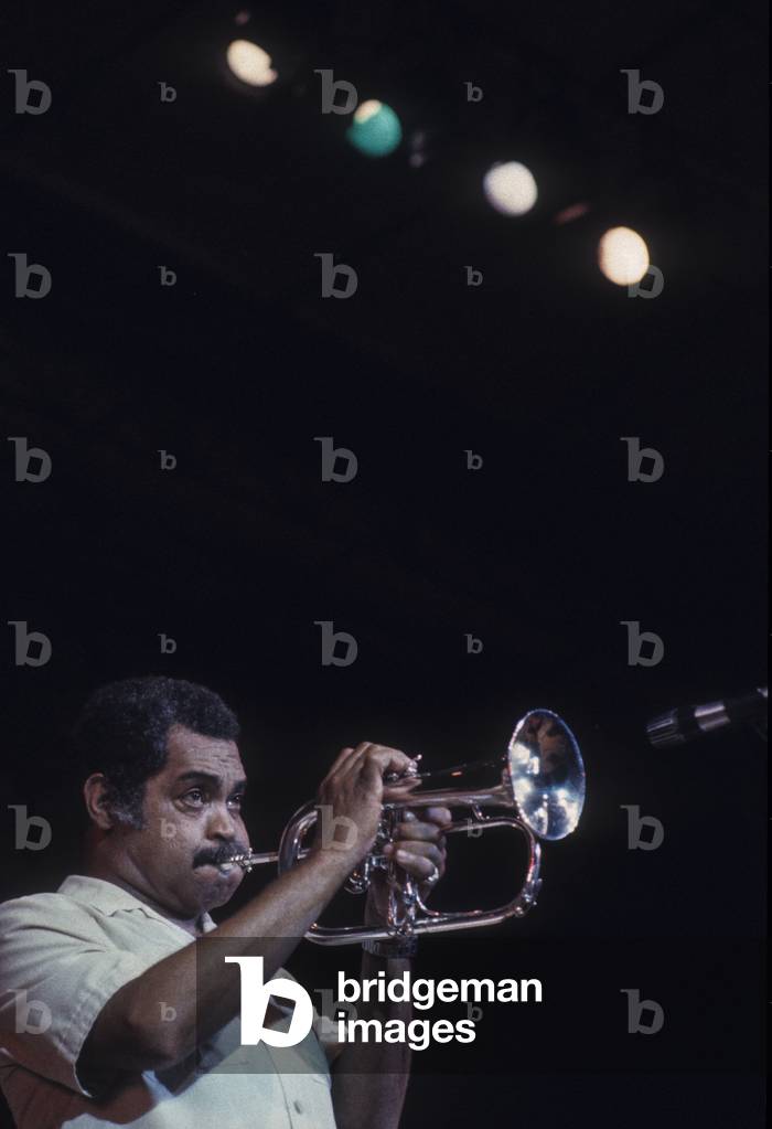 American jazz trumpeter Art Farmer performing (about 1985) (photo)