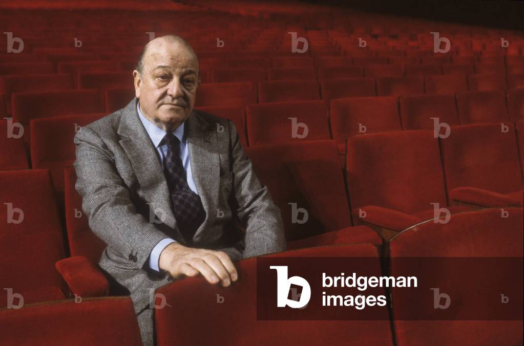 Sanremo Music Festival 1984. Gianni Ravera, music organizer of the Festival, at Ariston Theater seat of the event/Festival di Sanremo 1984. L'organizzatore musicale Gianni Ravera nel Teatro Ariston, sede dell'evento -