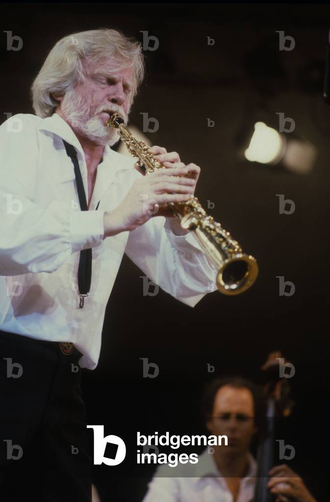 Rome, about 1985, American jazz musician Jerry Mulligan performing/Roma, 1985 circa. Il musicista jazz Jerry Mulligan in concerto -