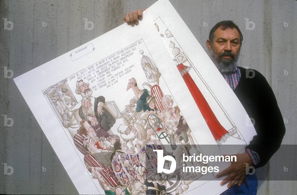 Lucca, 1990. Italian cartoonist Ro Marcenaro (photo)