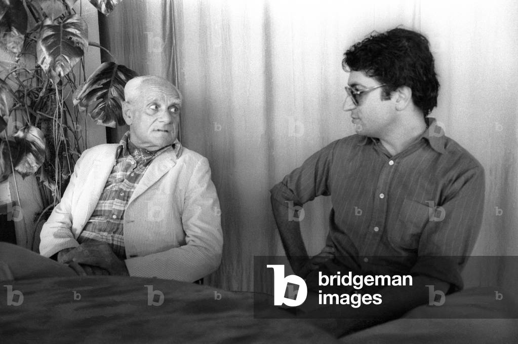 Castel Porziano (Rome) 1979, First Festival of the Poets. Italian writers Alberto Moravia and Dario Bellezza (photo)