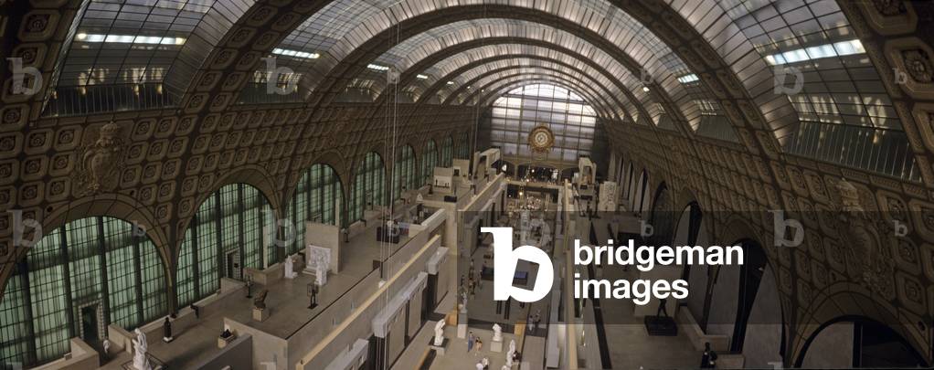 Panoramic view of the interior of the Musee d'Orsay (former station) Paris
