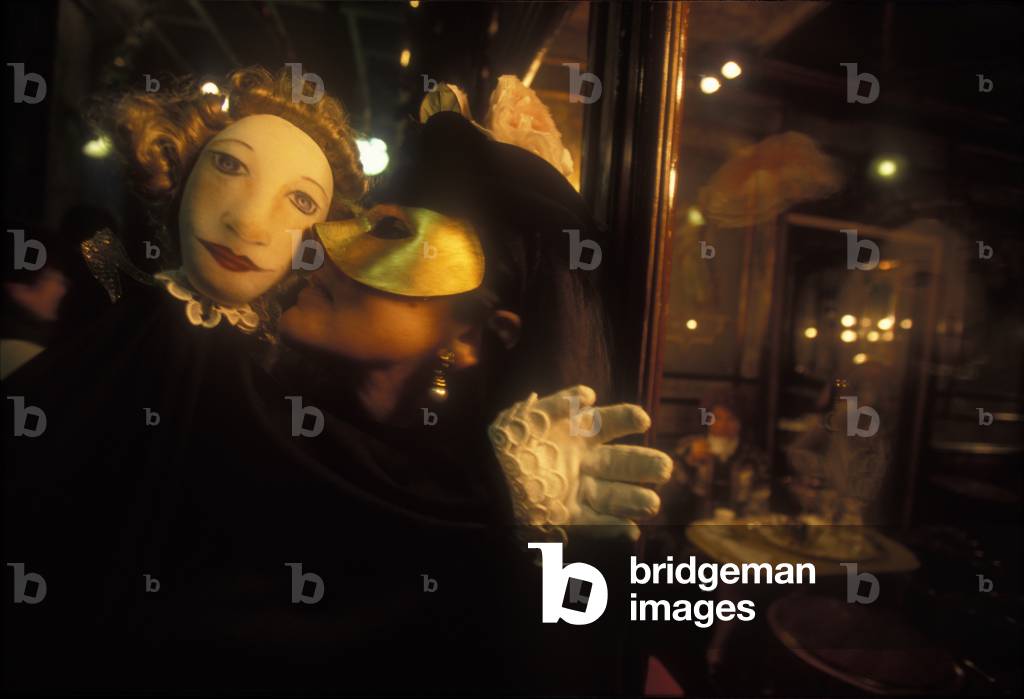 Venice Carnival, about 1985. Mask at the Florian Cafe