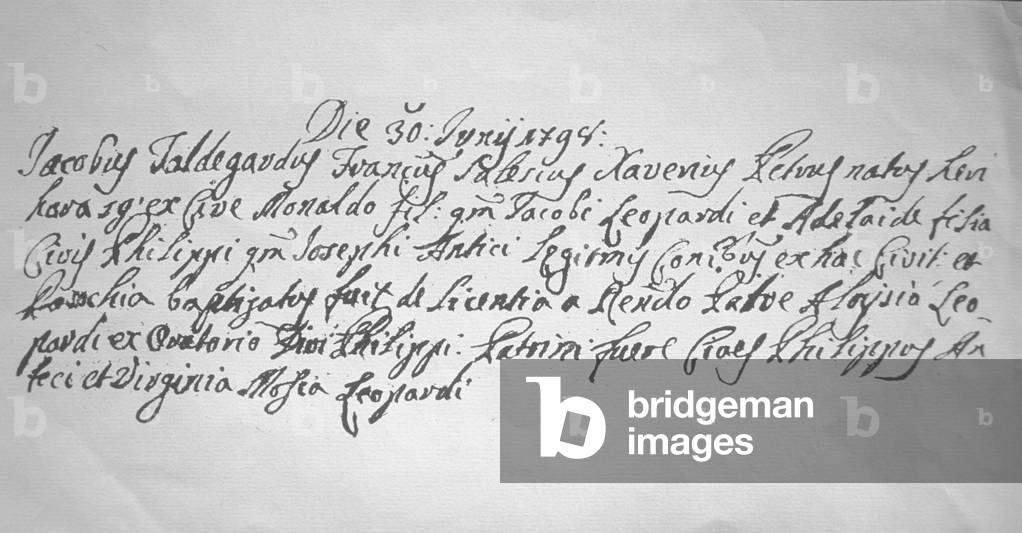 Birth certificate of Giacomo Leopardi/Atto di nascita di Giacomo Leopardi -