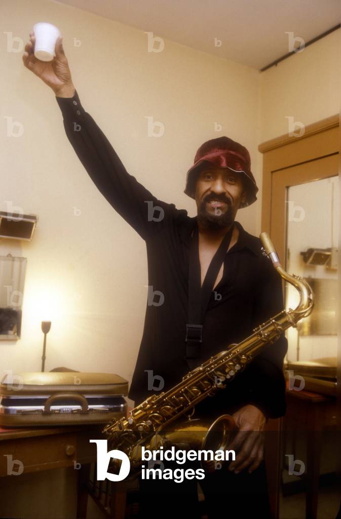 Portrait of American saxophonist Sonny Rollings around 1980.