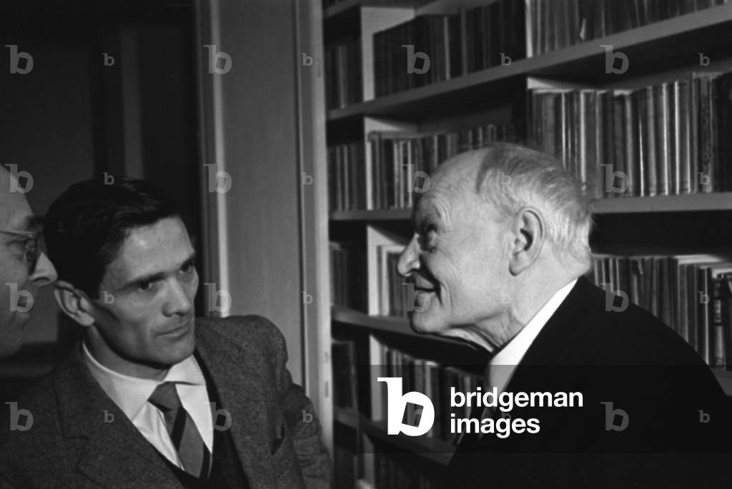 Rome 1960 Italian writers Pier Paolo Pasolini and Giuseppe Ungaretti/Roma, 1960 Gli scrittori Pier Paolo Pasolini e Giuseppe Ungaretti- Marcello Mencarini Historical Archives