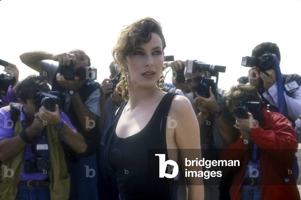 Venice Lido; Venice Film Festival 1989. American fashion model Clarssa Burt/Lido di Venezia, Mostra del Cinema di Venezia 1989. The model Clarissa Burt -
