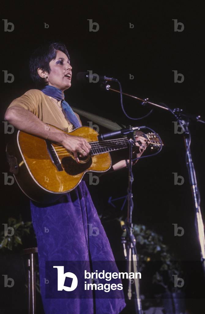 Nizza, about 1984. American folk singer songwriter Joan Baez performing (photo)