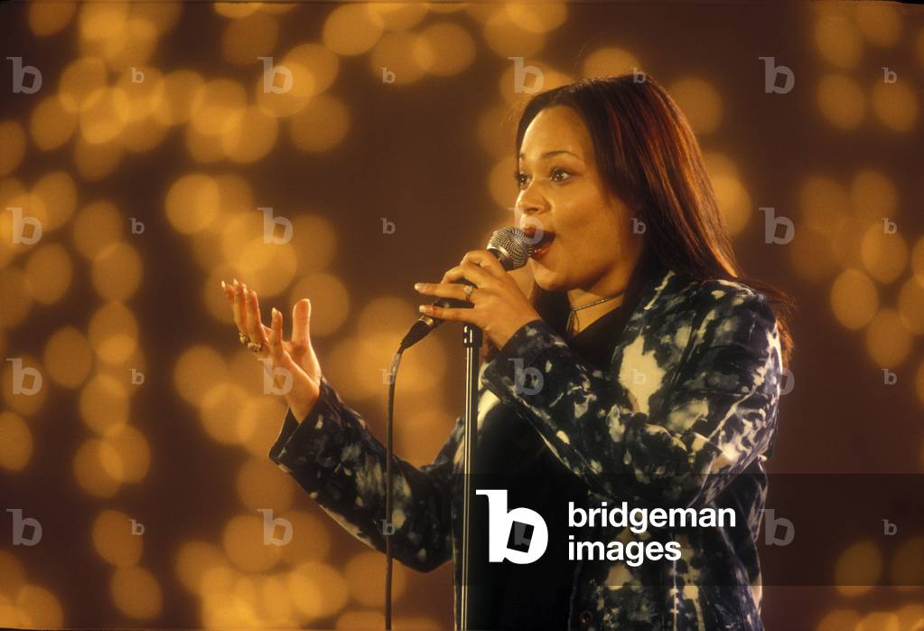 Vatican City, December 1998. British R&B singer Shola Ama during the rehearsal of the 