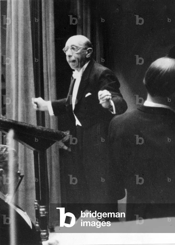 Rome, November 1956. Composer, pianist and conductor Igor Stravinsky/Roma, November 1956. Il compositore, direttore d'orchestra and pianista Igor Stravinskij in concerto - Marcello Mencarini Historical Archives
