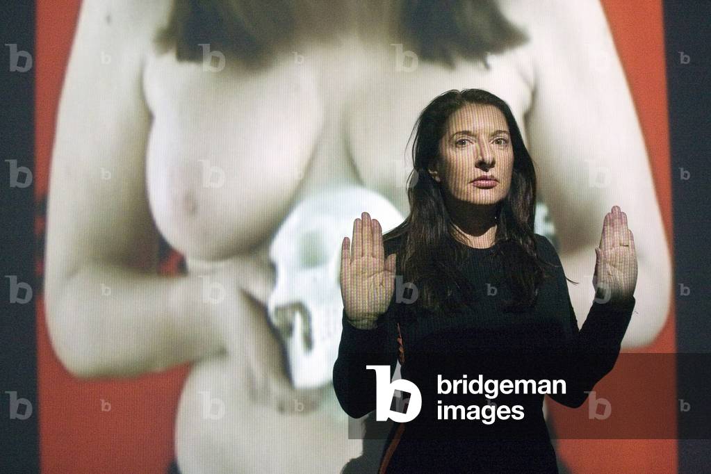 Serbian artist Marina Abramovic at her exhibition 