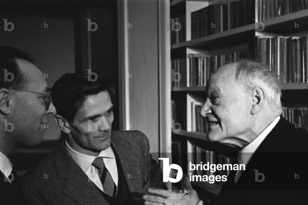 Rome 1960 Italian writers Pier Paolo Pasolini and Giuseppe Ungaretti/Roma, 1960 Gli scrittori Pier Paolo Pasolini e Giuseppe Ungaretti - Marcello Mencarini Historical Archives