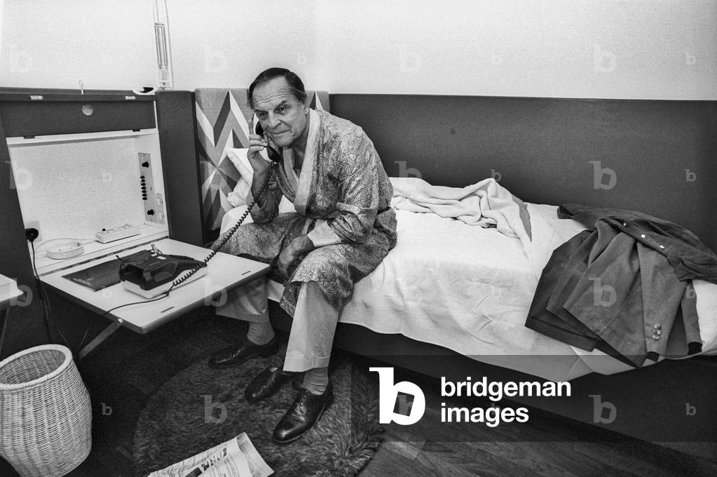 Venice Lido, Venice Film Festival 1981. Italian journalist, art critic and politician Antonello Trombadori in his hotel room (photo)