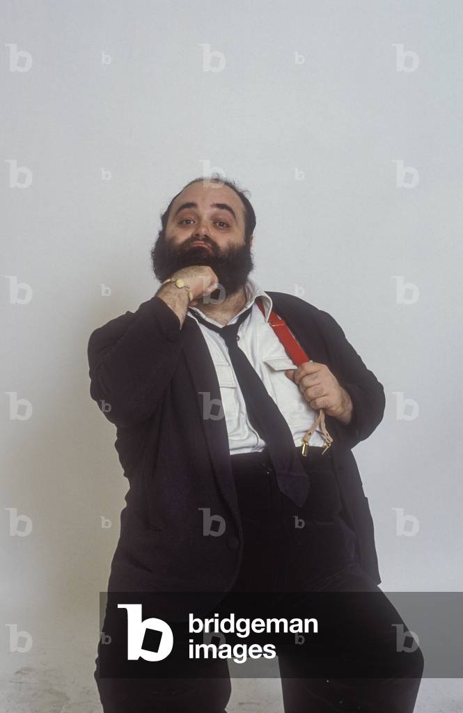 Sanremo Music Festival 1985. Francesco Di Giacomo, lead singer of the progressive rock band Banco del Mutuo Soccorso, at the Festival with the song 