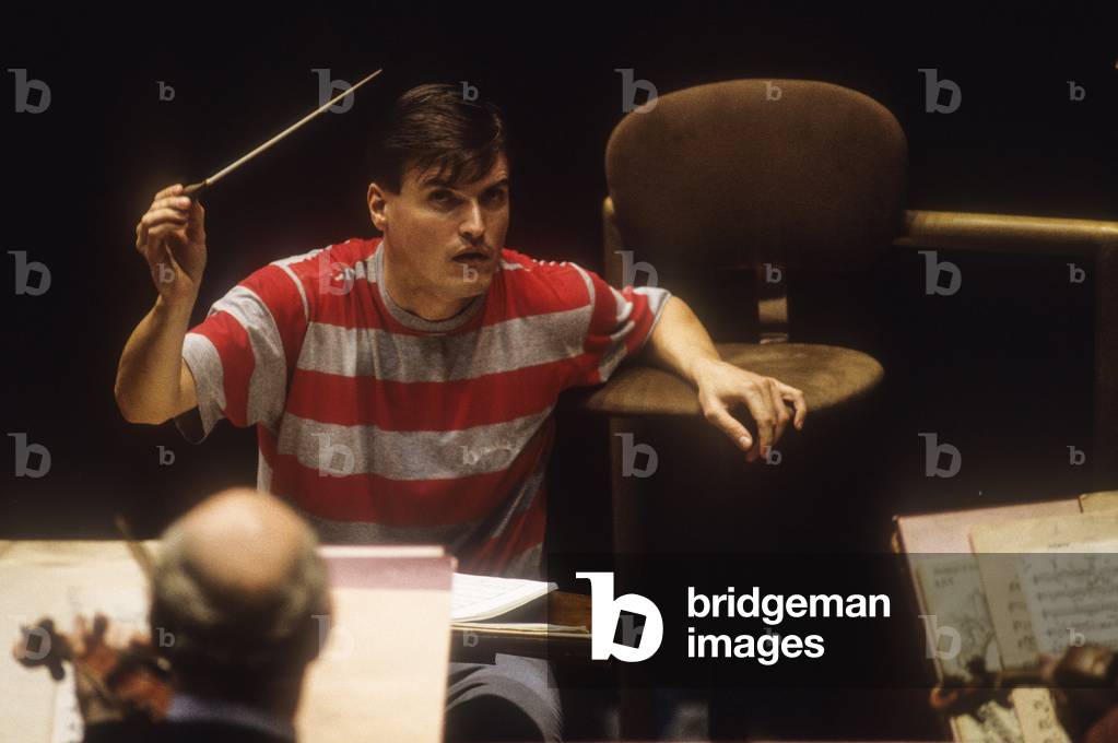Rome, 1995. German conductor Christian Thielemann during a rehearsal/Roma, 1995. Il direttore d'orchestra Christian Thielemann durante una prova -