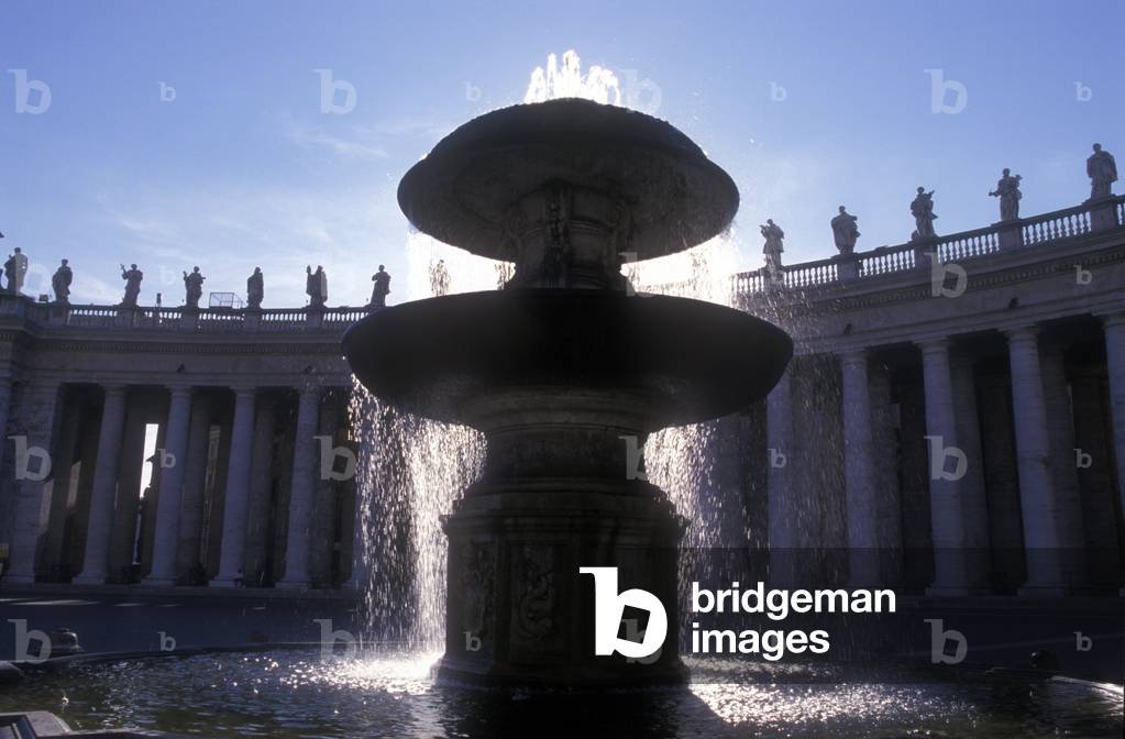 Rome, St. Peter's Square. One of two identical fountains in the square