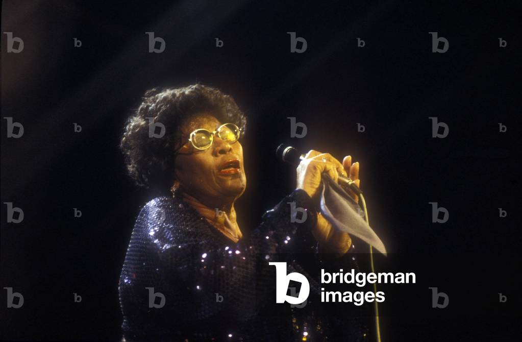Jazz singer Ella Fitzgerald in concert in Viareggio around 1980