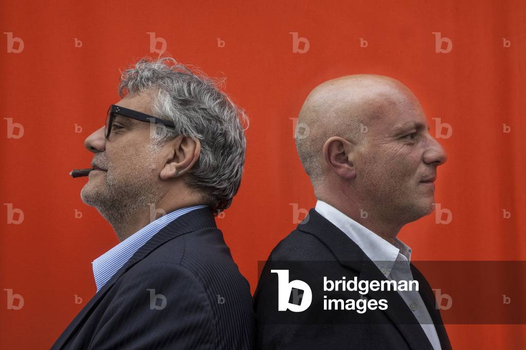 Portrait of Giancarlo De Cataldo (left) and Carlo Bonini (journalist) (right) 05/28/2016