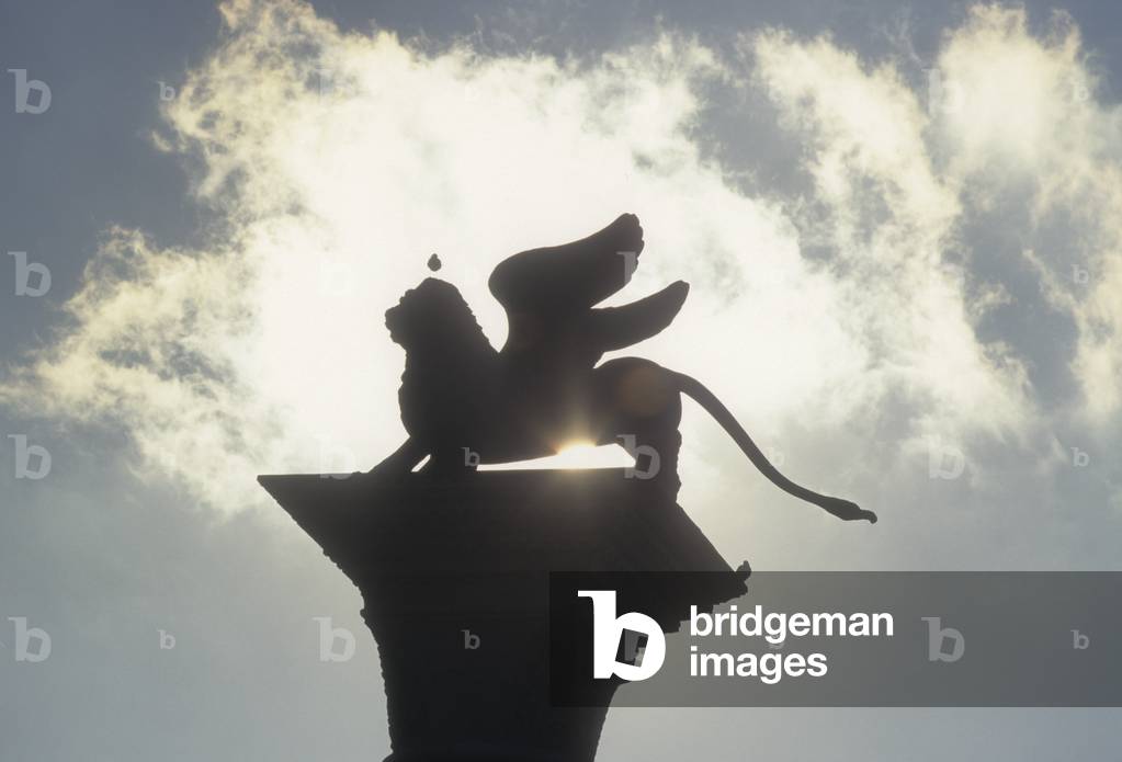 Venice, 1998. Top of the St. Mark's Column on Piazzetta San Marco