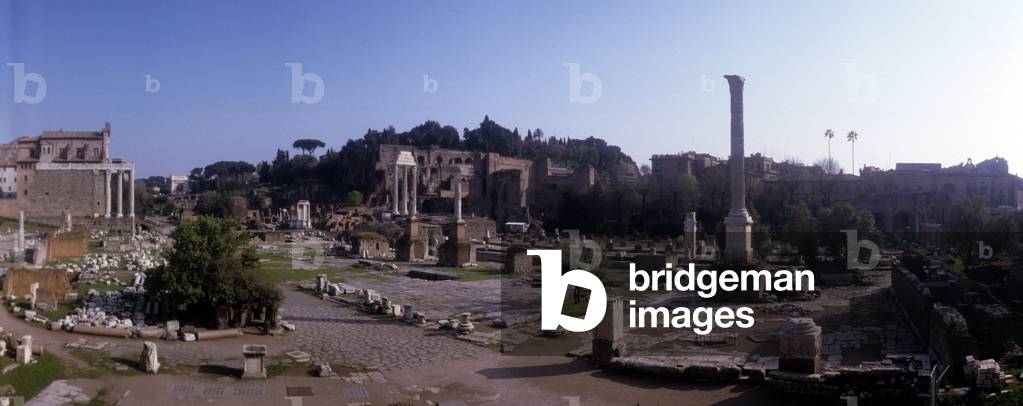 Panoramic view of the Roman Forum (foro romano) Rome, Italy