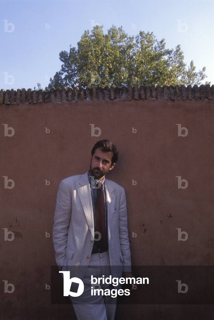 Rome, 1995. Italian director Nanni Moretti in the external space of his Cinema Nuovo Sacher in the Trastevere district/Roma, 1995. It registers Nanni Moretti nello spazio esterno della sua sala cinematografica Cinema Nuovo Sacher -