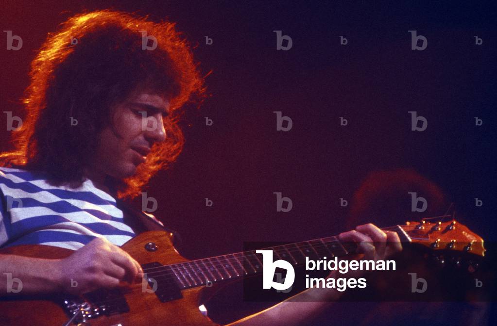 Musician Pat Metheny on stage around 1980.