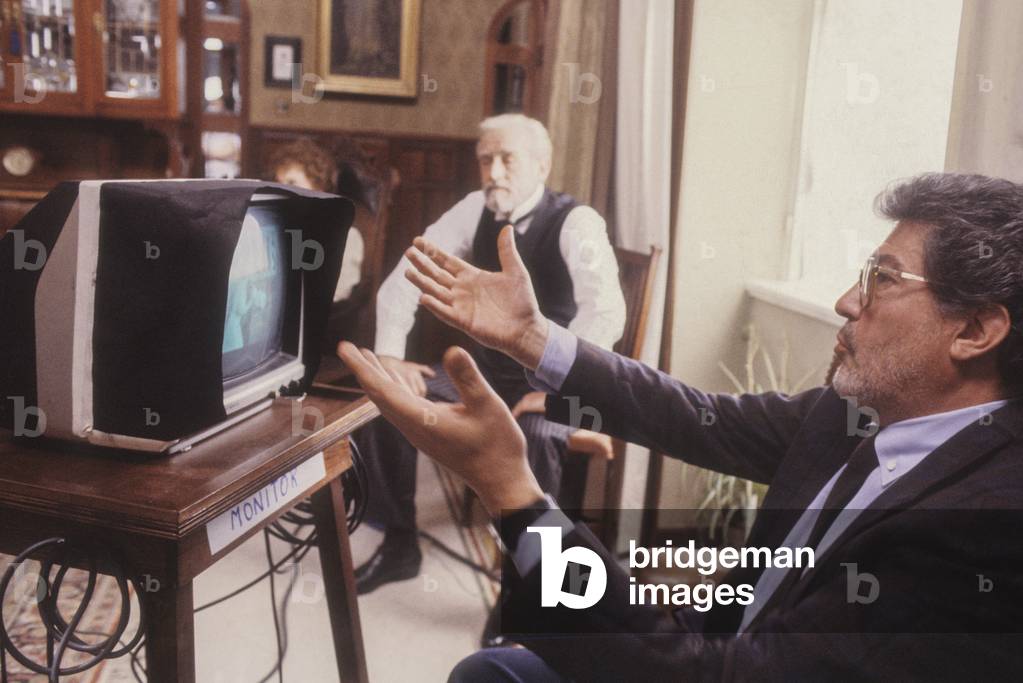 Rome, Cinecittà Studios, 1986. Director Ettore Scola on the set of his movie 