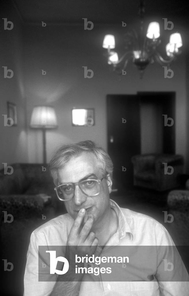 Portrait of the French realizer Bertrand Tavernier in 1986.