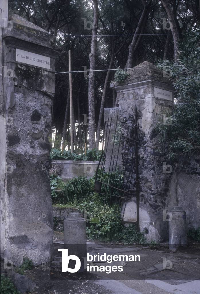 Torre del Greco (Naples), 1998. Entrance of Villa Ferrigni, known as Villa delle Ginestre (Villa of the Broom). Poet Giacomo Leopardi lived here since the summer of 1836 to his death in February 1837 (photo)