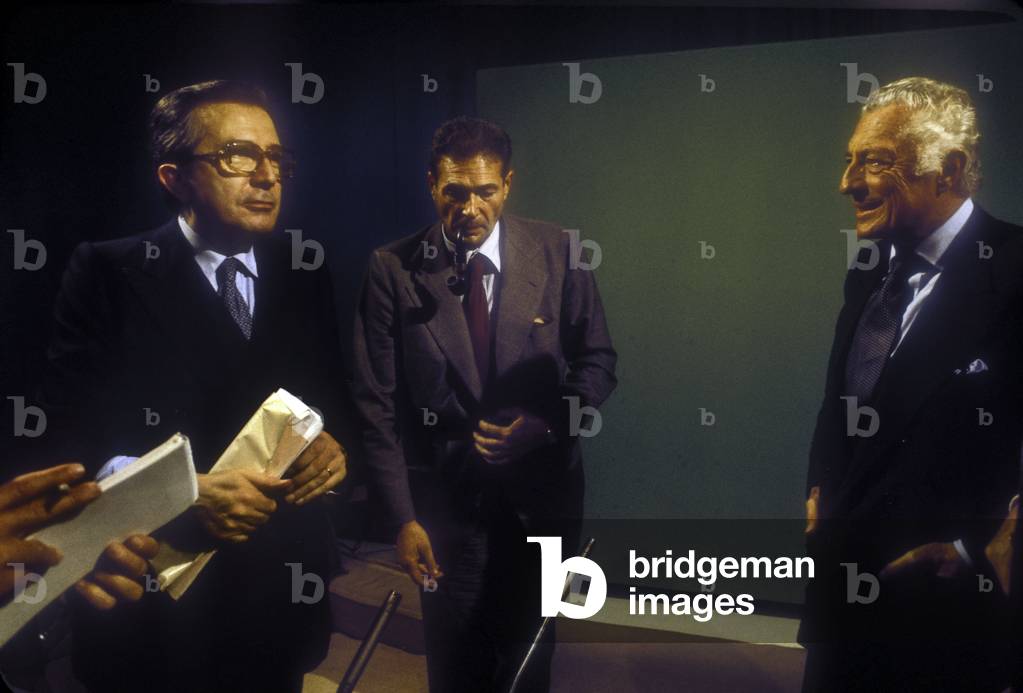 Rome, 1979. Italian politician Giulio Andreotti, trade unionist Luciano Lama and inustrialist Gianni Agnelli/Roma, 1979. Il politico Giulio Andreotti, il sindacalista Luciano Lama e l'industriale Gianni Agnelli -