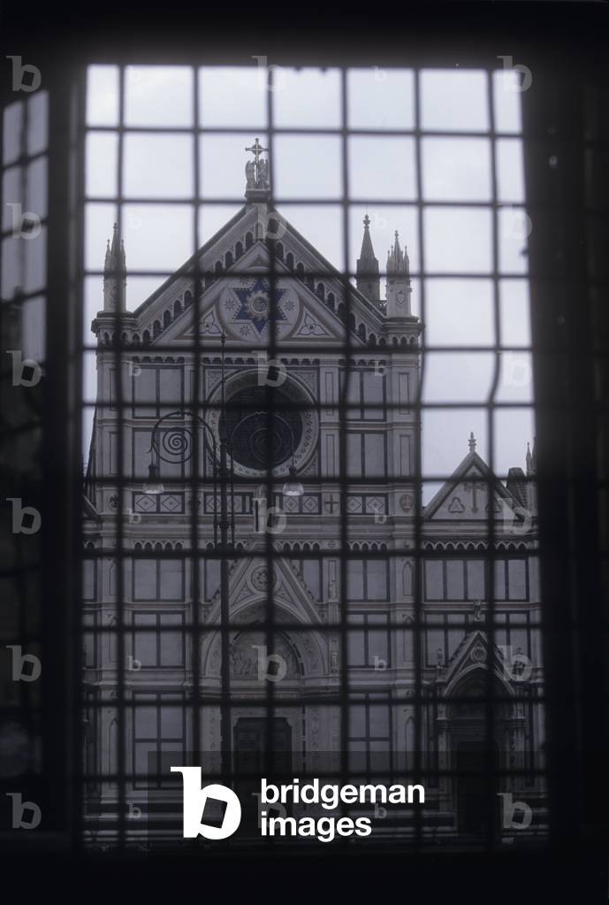 Florence, Santa Croce church view from Palazzo Lenzoni, attended by poet Giacomo Leopardi (photo)