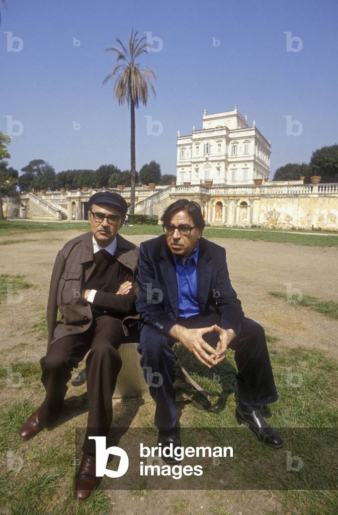 Rome, Villa Pamphili, 1985. Italian directors Vitytorio and Paolo Taviani/Roma, Villa Pamphili, 1985. I register Vittorio e Paolo Taviani -