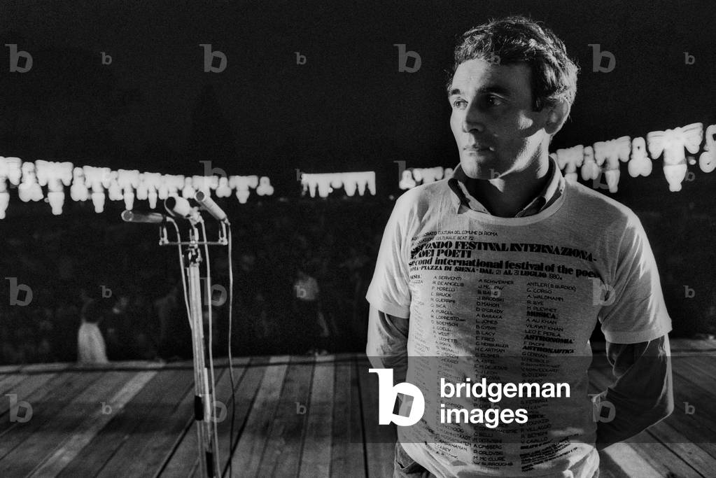 Rome, Piazza di Siena, 1980. Italian poet Valentino Zeichen at the Second Festival of the Poets (photo)