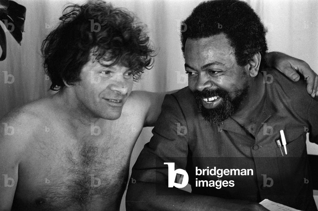Portrait of Beat Generation Poets Gregory Corso and Amiri Baraka (LeRoi Jones) in Rome in 1979.