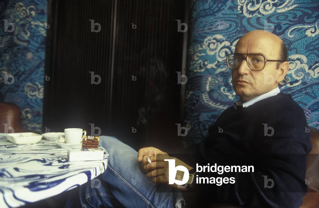 Venice Film Festival 1986. Greek movie director Theo Angelopoulos in the Blue Bar at Hotel Excelsior (photo)